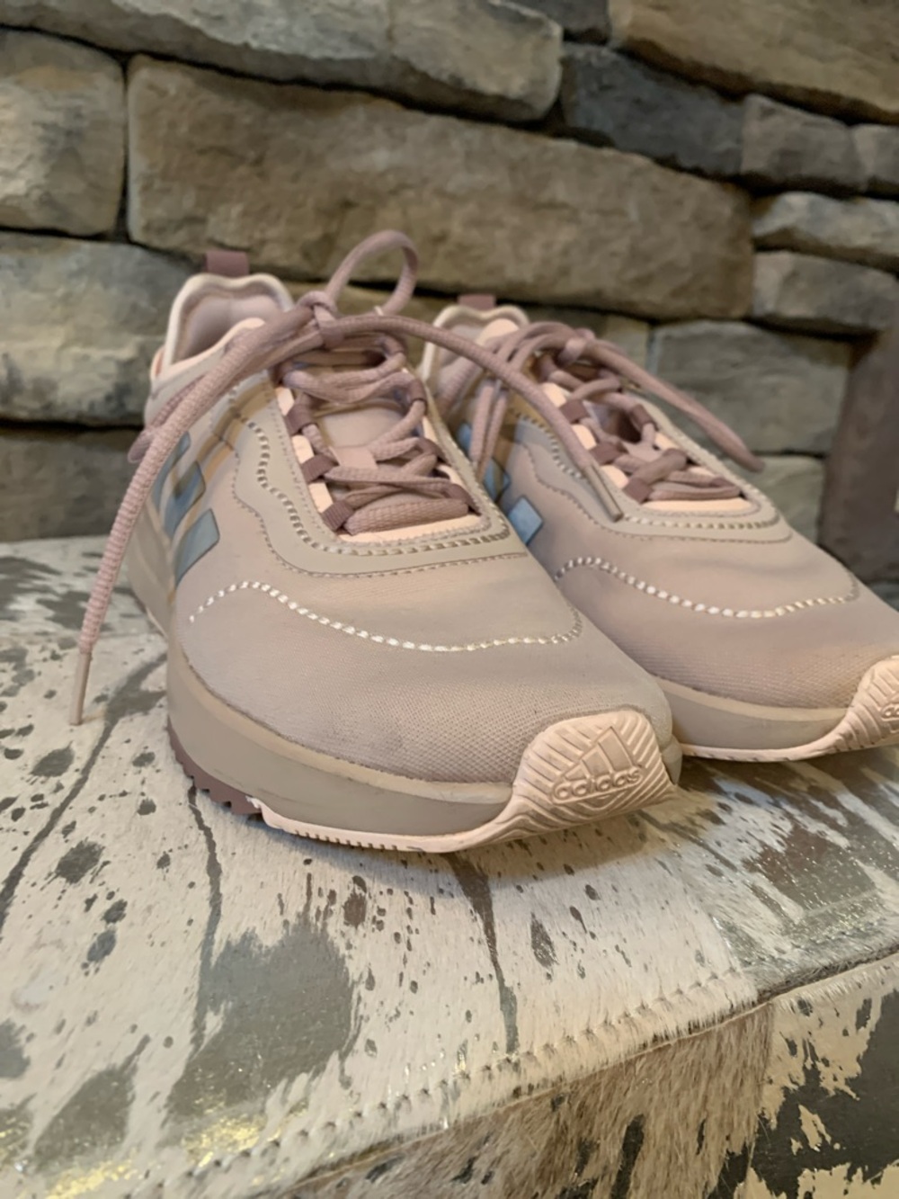 Adidas Cloudfoam Women's Blush Beige Sneakers - Picture 8 of 11